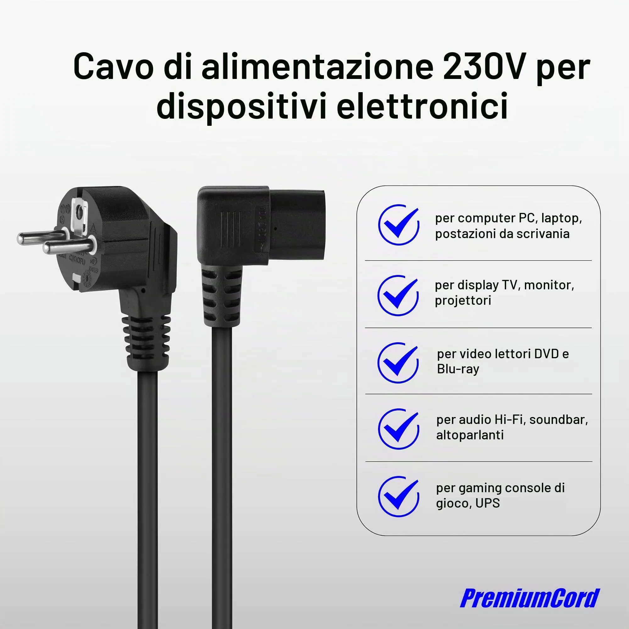 PremiumCord Cavo di Alimentazione IEC 320 C13, 230V, 3m, Nero - immagine 4