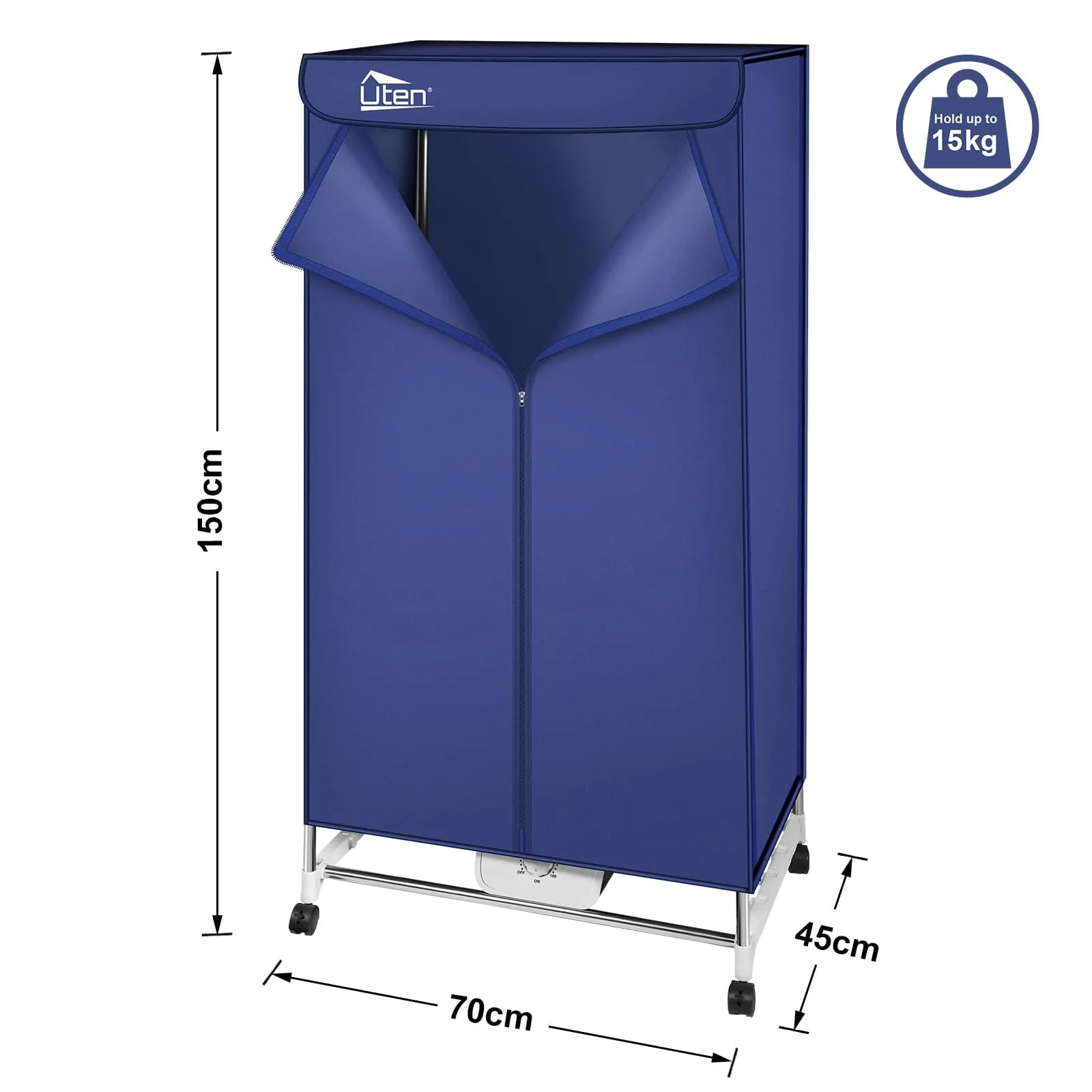Uten Asciugatrice Elettrica Portatile 1500W, Capacità 15 kg, Timer 180 Minuti - immagine 2