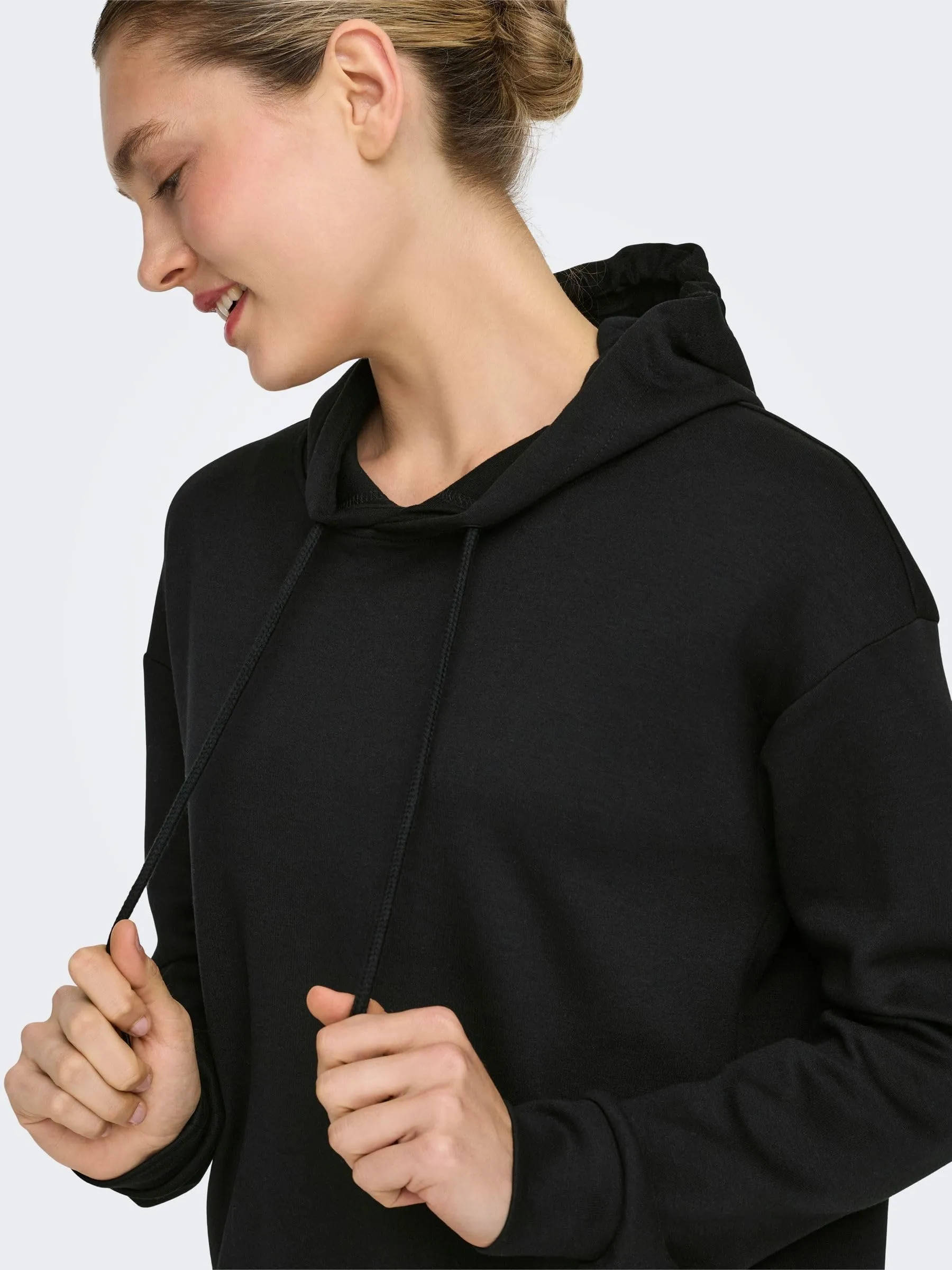 ONLY Onplounge LS Hood Felpa, Nero, M - immagine 7