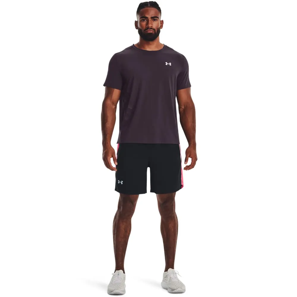 Under Armour Launch Stretch Woven 7" Pantaloncini da Uomo - Nero/Rosa Shock/Riflettente, S - immagine 4