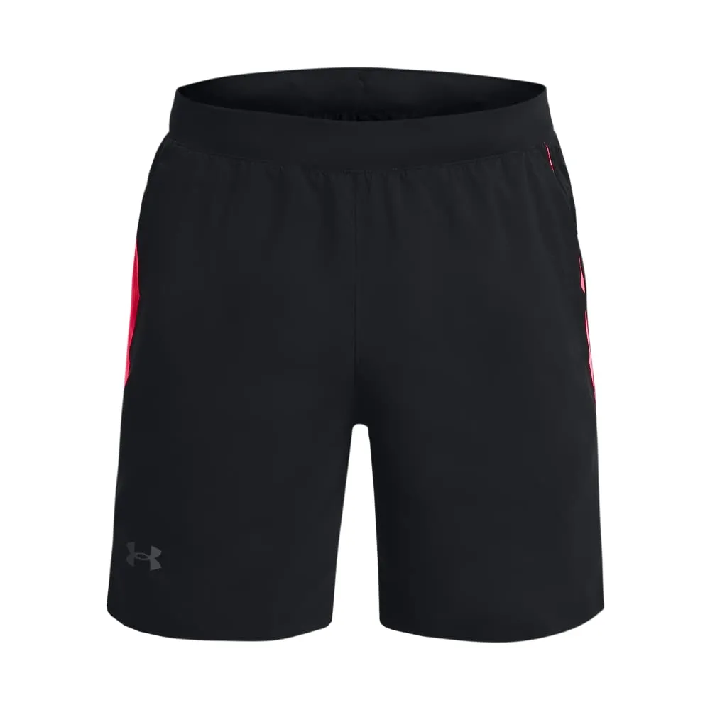 Under Armour Launch Stretch Woven 7" Pantaloncini da Uomo - Nero/Rosa Shock/Riflettente, S - immagine 5