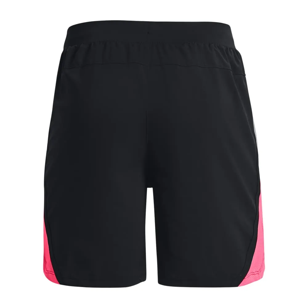 Under Armour Launch Stretch Woven 7" Pantaloncini da Uomo - Nero/Rosa Shock/Riflettente, S - immagine 6