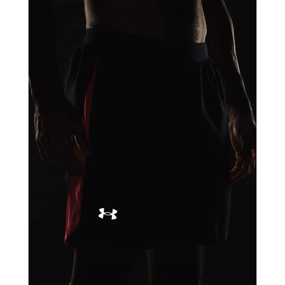 Under Armour Pantaloncini da Uomo Launch Stretch Woven 7", Nero/Rosa Shock/Riflettente, XL - immagine 3