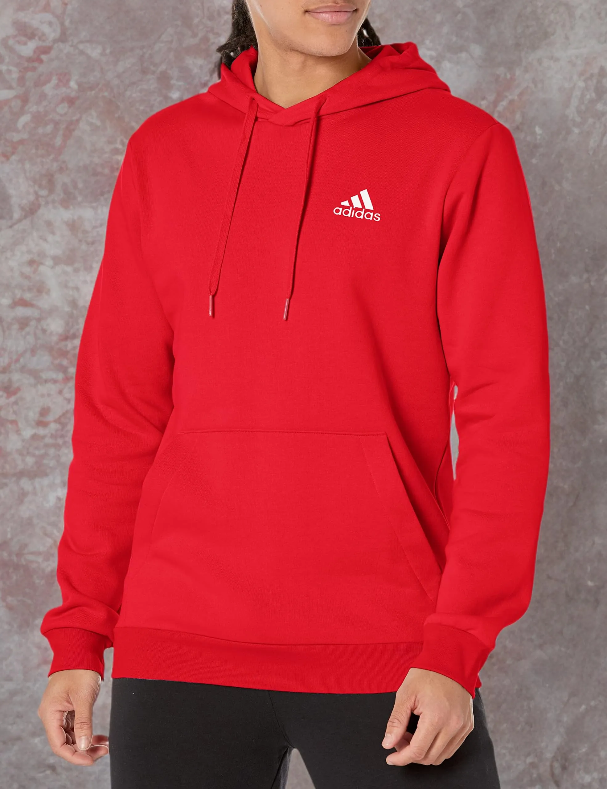 adidas Essentials Felpa in pile da uomo, Scarlatto, XXL - immagine 3