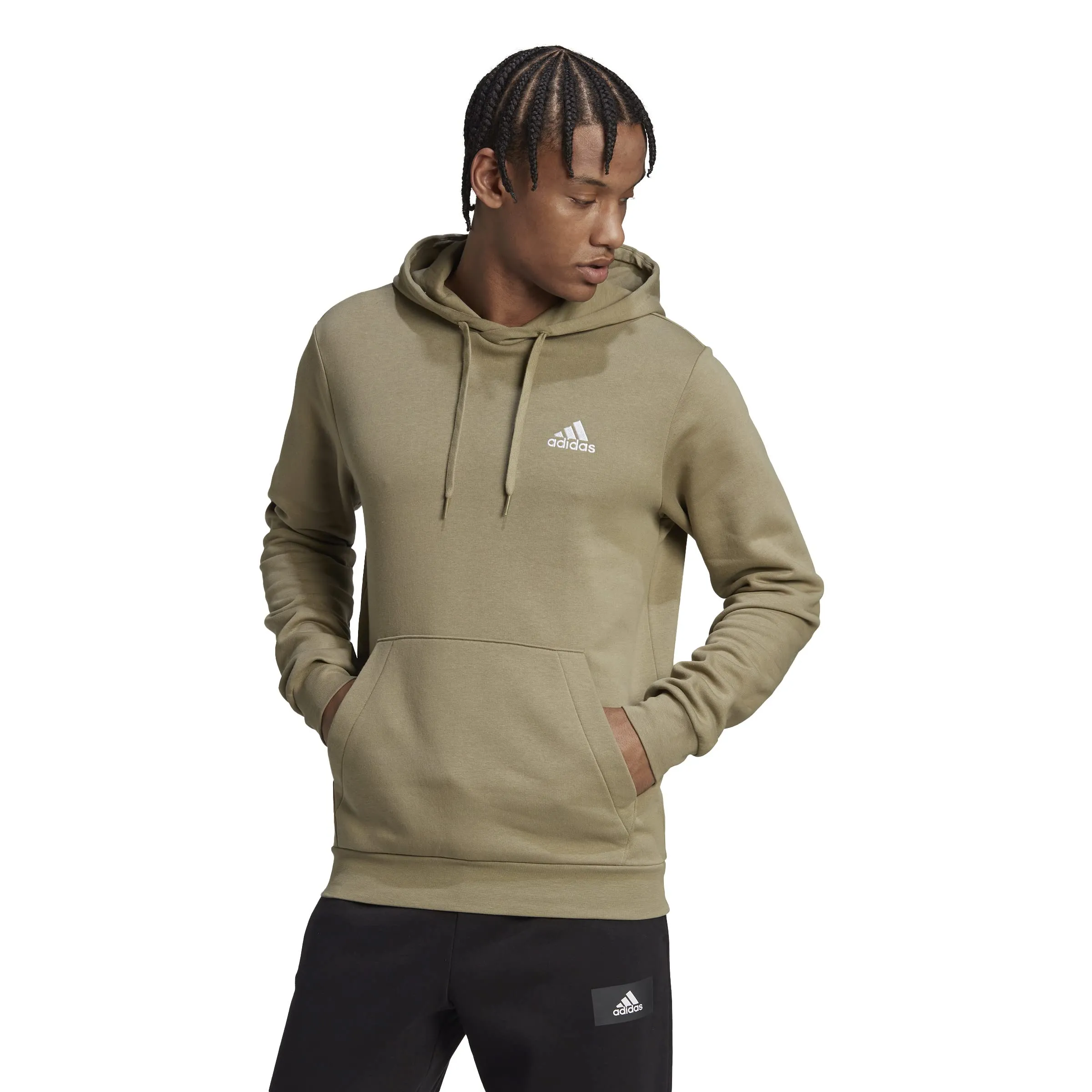adidas Essentials Fleece Hoodie, Orbit Green/White, S Uomo - immagine 2