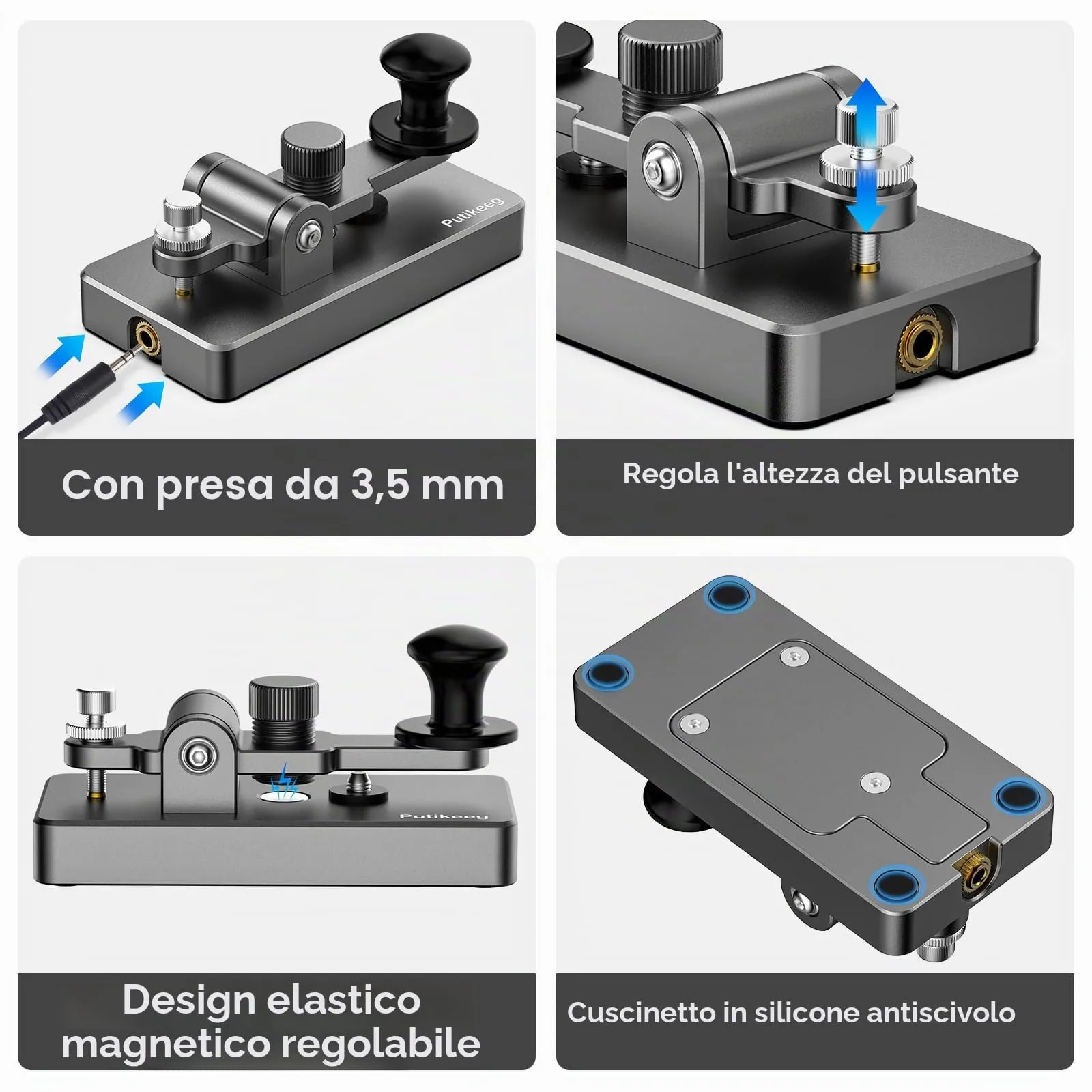 Putikeeg Tasto Morse CW Chiave Telegrafica MCT05 Space Gray Big - immagine 2