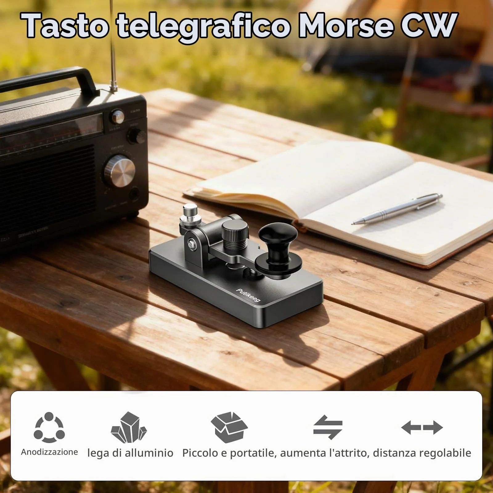 Putikeeg Tasto Morse CW Chiave Telegrafica MCT05 Space Gray Big - immagine 4