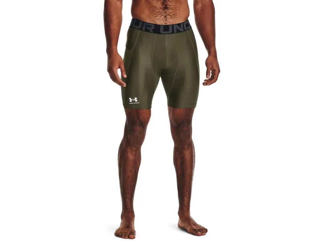 Under Armour HeatGear Pantaloncini a Compressione da Uomo, Verde Marino Od/Bianco, S Tall - immagine 1