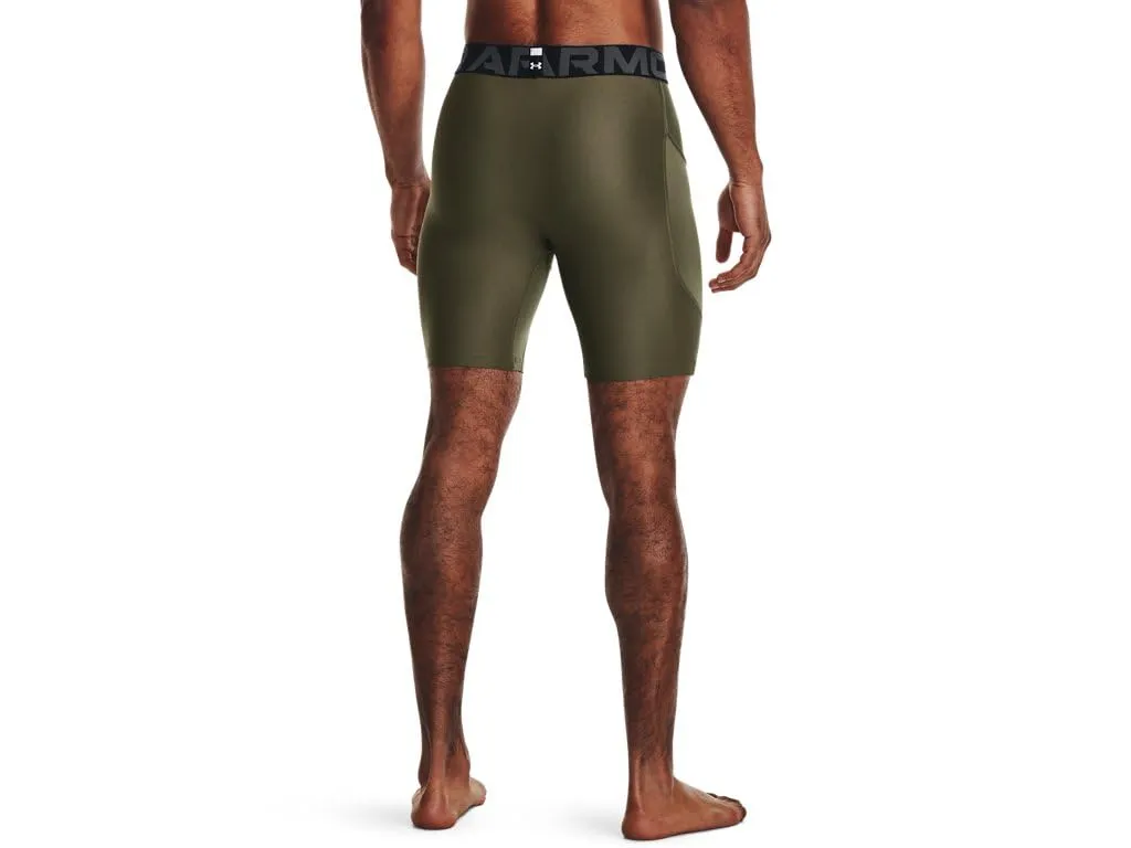 Under Armour HeatGear Pantaloncini a Compressione da Uomo, Verde Marino Od/Bianco, S Tall - immagine 2