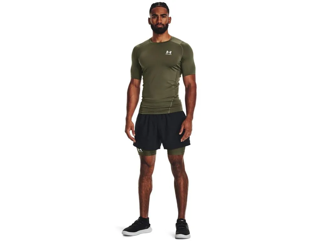 Under Armour HeatGear Pantaloncini a Compressione da Uomo, Verde Marino Od/Bianco, S Tall - immagine 3