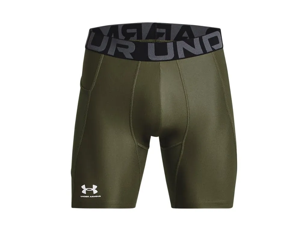 Under Armour HeatGear Pantaloncini a Compressione da Uomo, Verde Marino Od/Bianco, S Tall - immagine 4