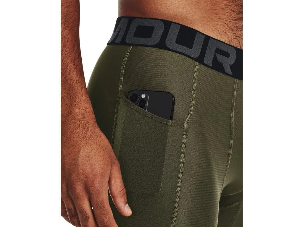Under Armour HeatGear Pantaloncini a Compressione da Uomo, Verde Marino Od/Bianco, S Tall - immagine 6