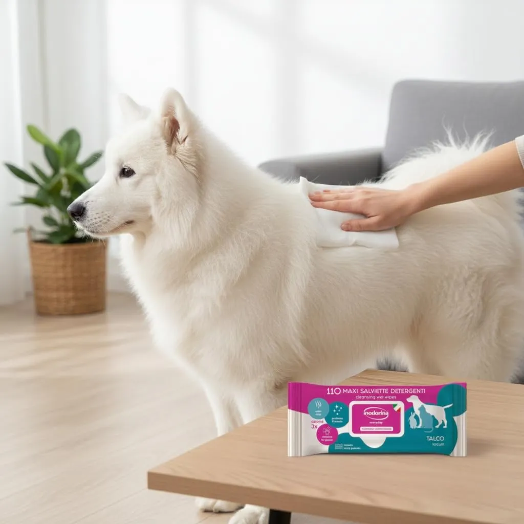 Inodorina Salviette per Cani e Gatti Everyday, Talco, 110 Pezzi - immagine 4