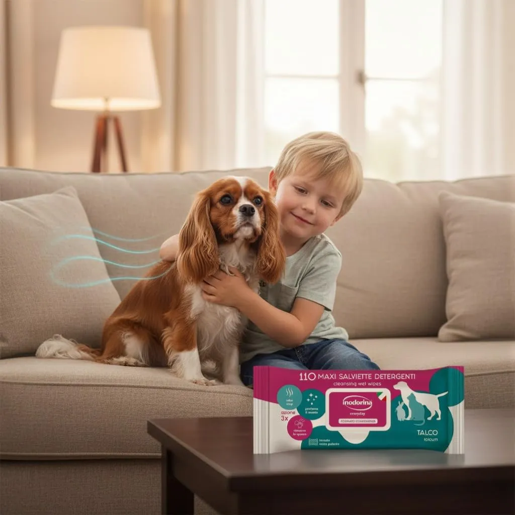Inodorina Salviette per Cani e Gatti Everyday, Talco, 110 Pezzi - immagine 5