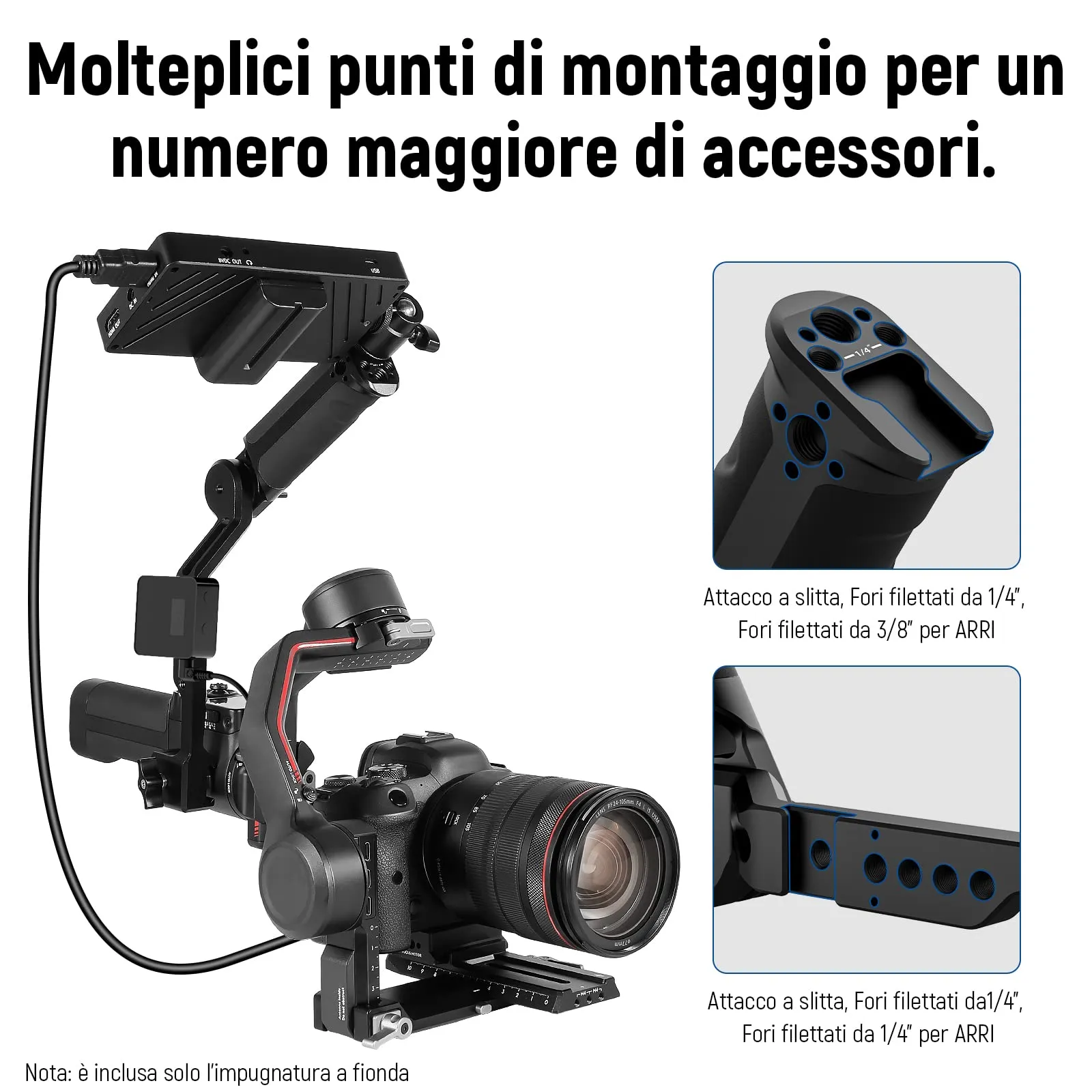 NEEWER Maniglia Regolabile per DJI Ronin RS 5, RS 4, RS 3, RS 2, RSC 2, ST49 - immagine 4