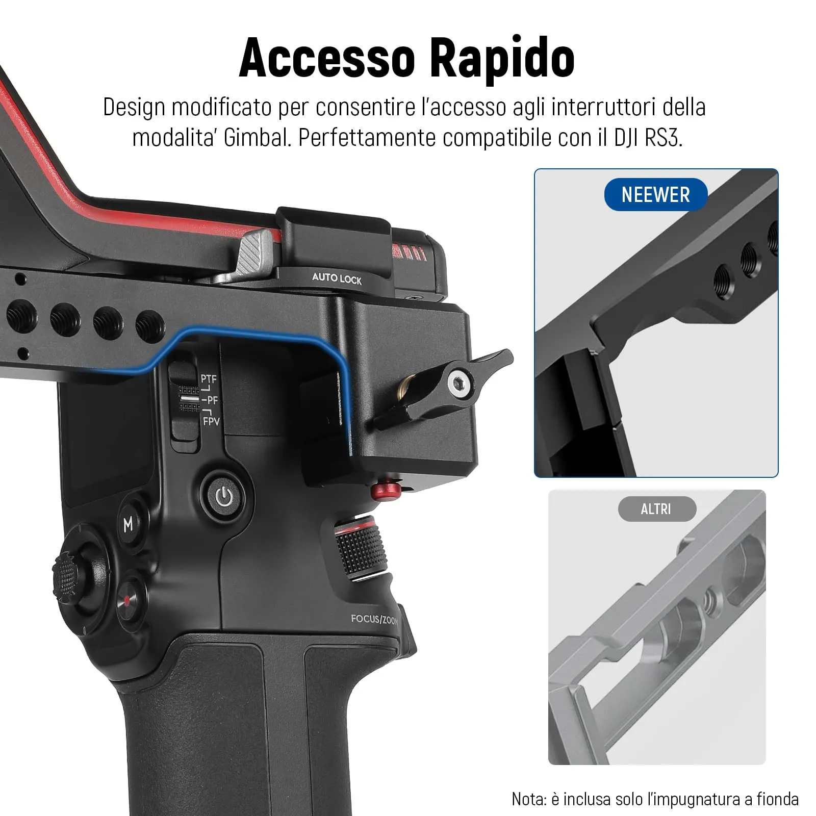 NEEWER Maniglia Regolabile per DJI Ronin RS 5, RS 4, RS 3, RS 2, RSC 2, ST49 - immagine 5