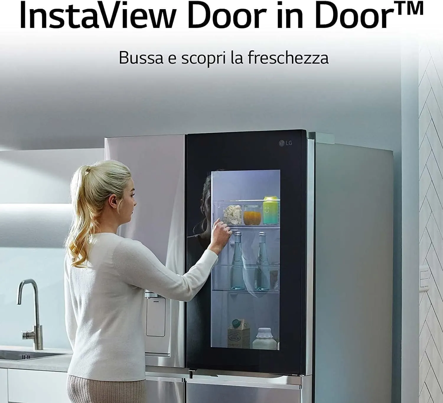 LG GSXV80PZLE Frigorifero Americano Side by Side InstaView Total No Frost, 635 L, Door Cooling, Linear Cooling, Compressore Lineare Inverter, Wi-Fi - immagine 2