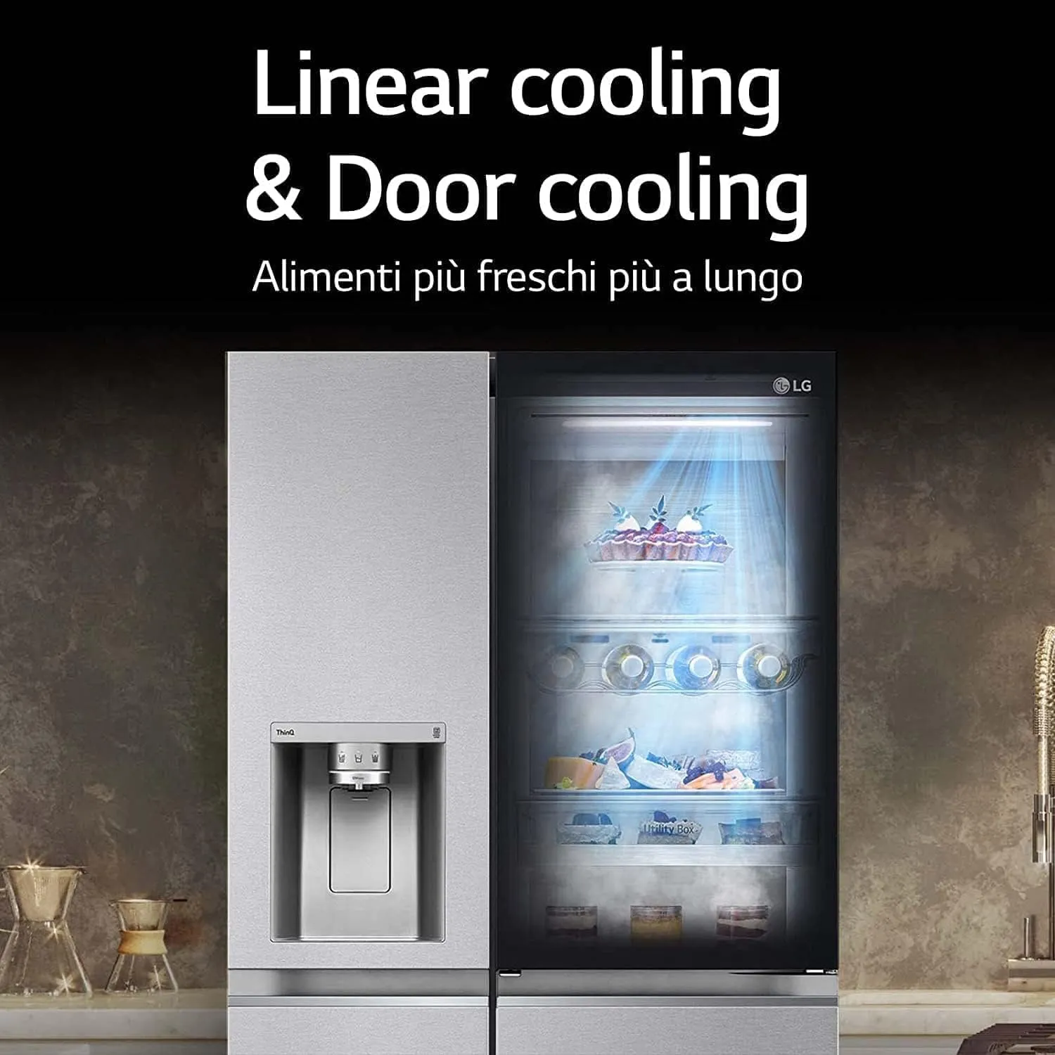 LG GSXV80PZLE Frigorifero Americano Side by Side InstaView Total No Frost, 635 L, Door Cooling, Linear Cooling, Compressore Lineare Inverter, Wi-Fi - immagine 3