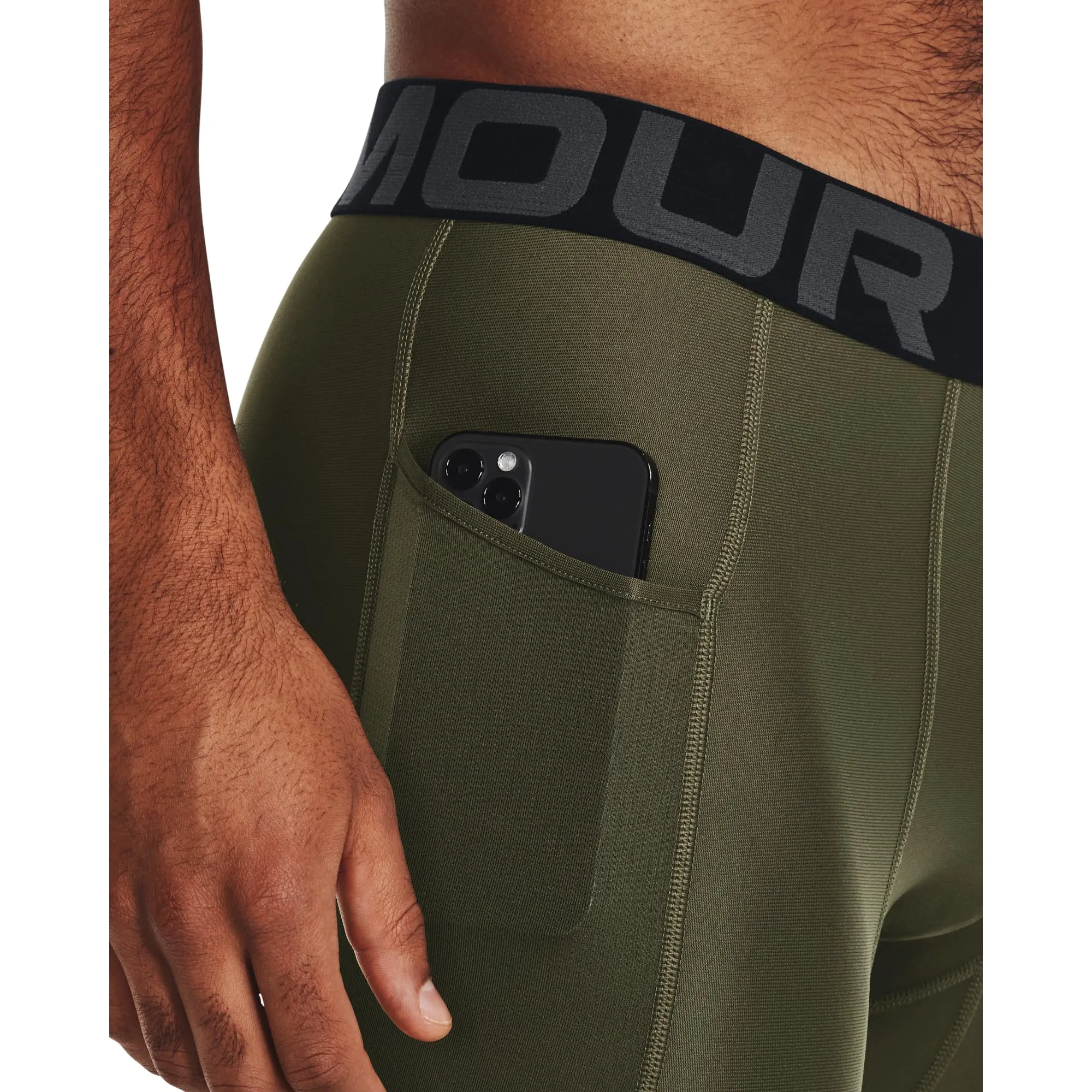 Under Armour HeatGear Armour Pantaloncini a Compressione da Uomo, Verde, M - immagine 4