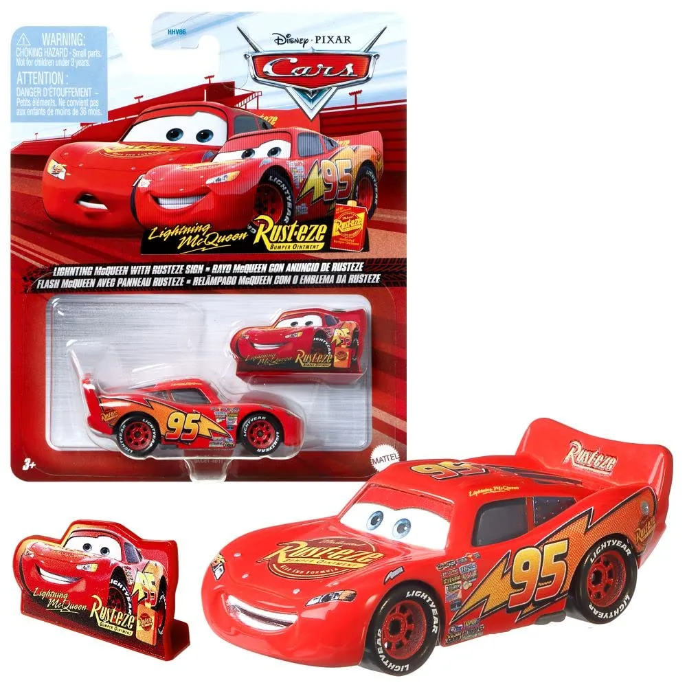 Mattel Disney Cars Racing Style 1:55 Die-Cast Lightning McQueen Rust-Eze Sign DXV29N CDXV59 - immagine 1