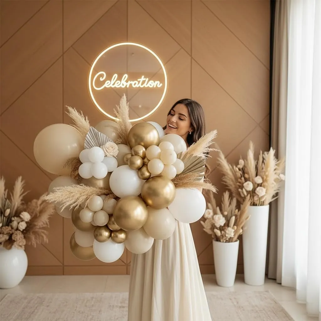 Netnology Kit Arco Palloncini Beige e Oro, 185 Pezzi - immagine 6