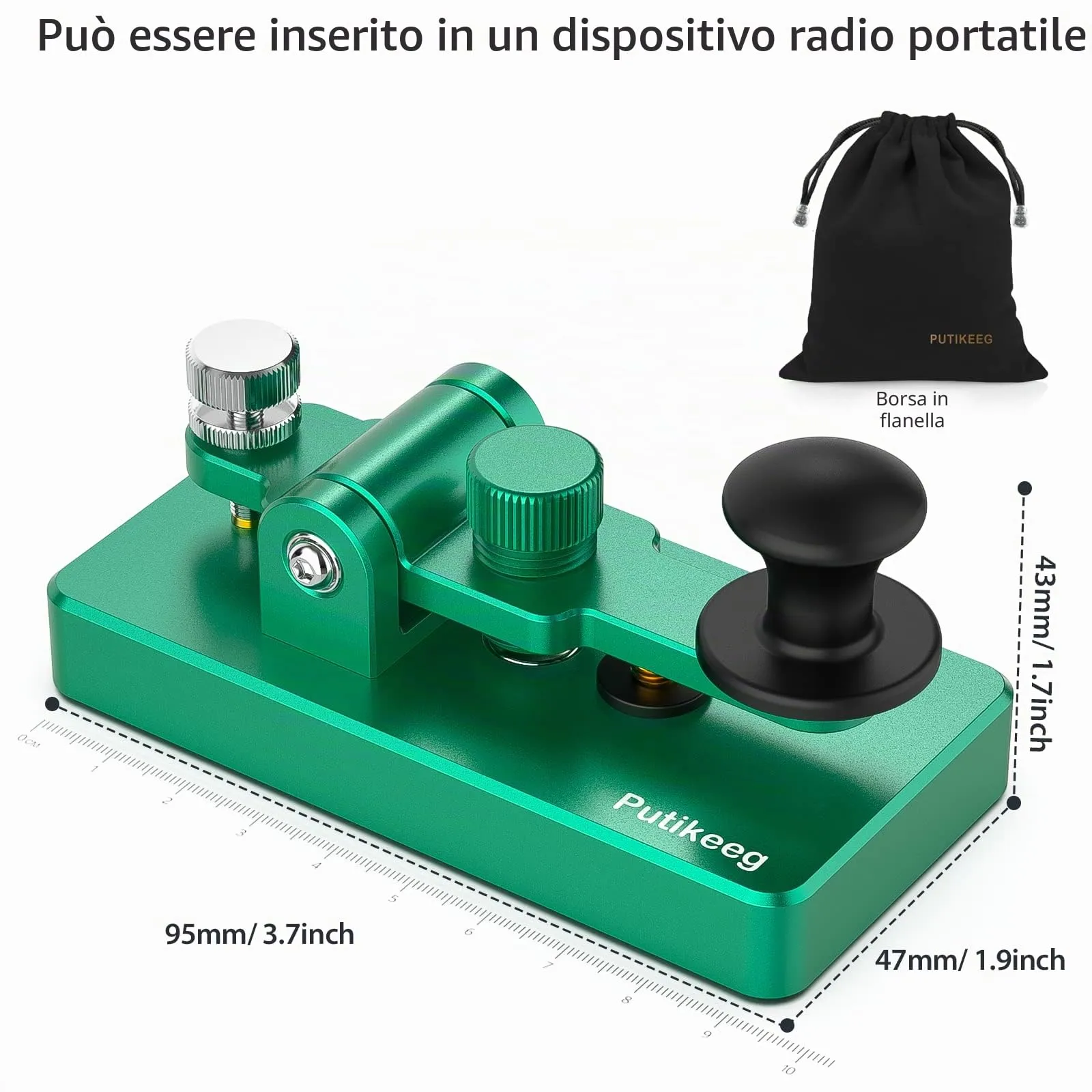 Putikeeg Classica Mini Chiave Morse in Lega di Alluminio Verde - immagine 5