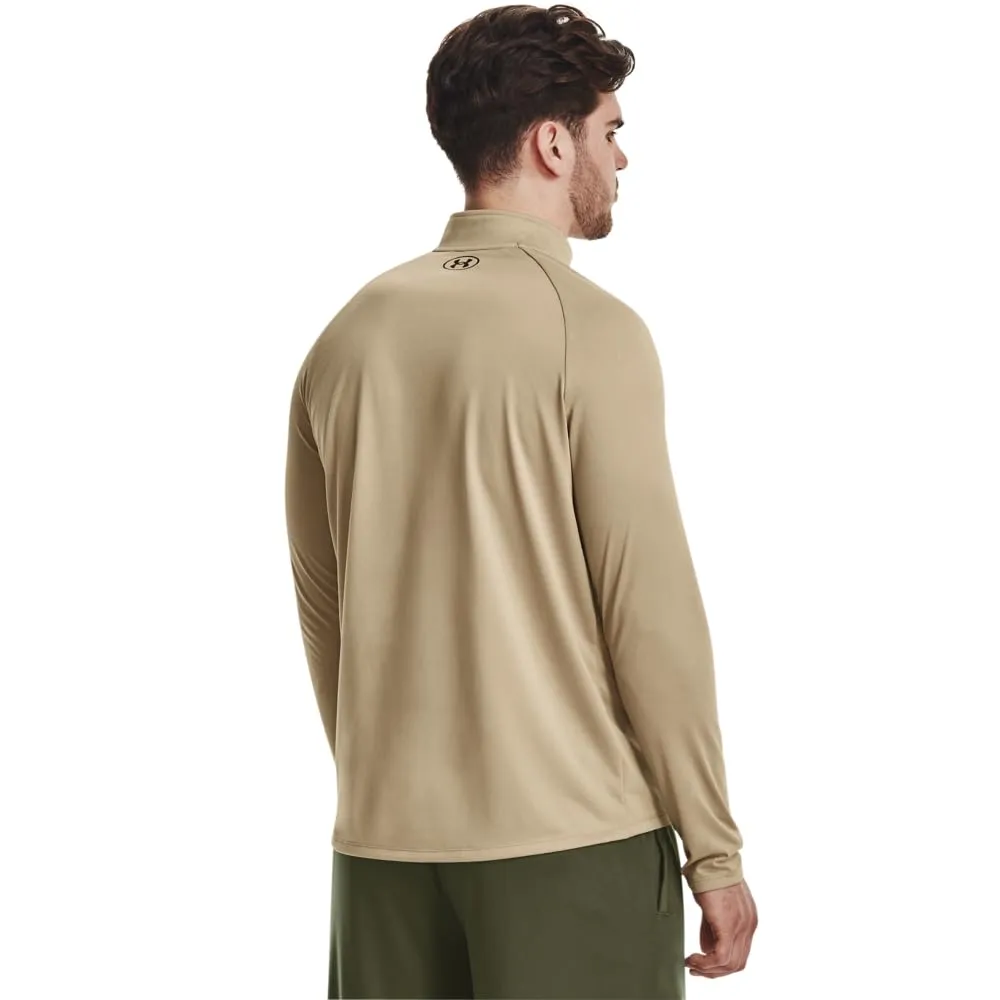Under Armour Tech 2.0 1/2 Zip-up Long Sleeve T-Shirt, City Khaki/Nero, L Uomo - immagine 2
