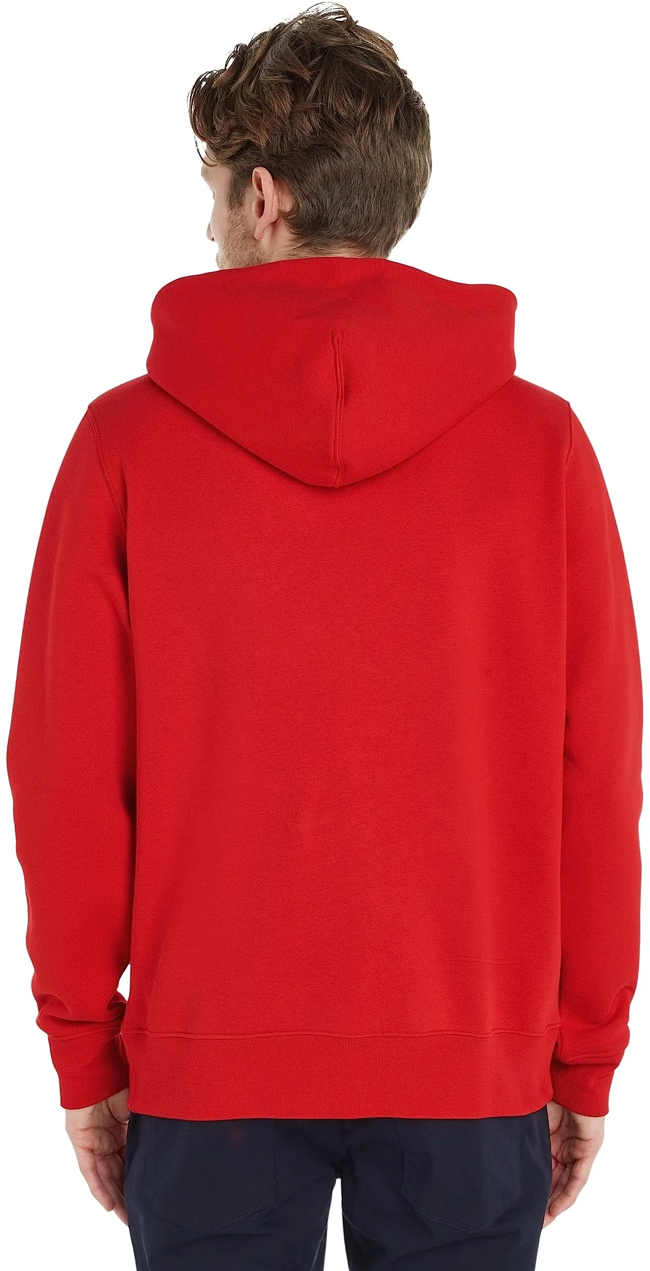 Tommy Hilfiger Felpa Uomo con Cappuccio, Rosso Fireworks, XL - immagine 2