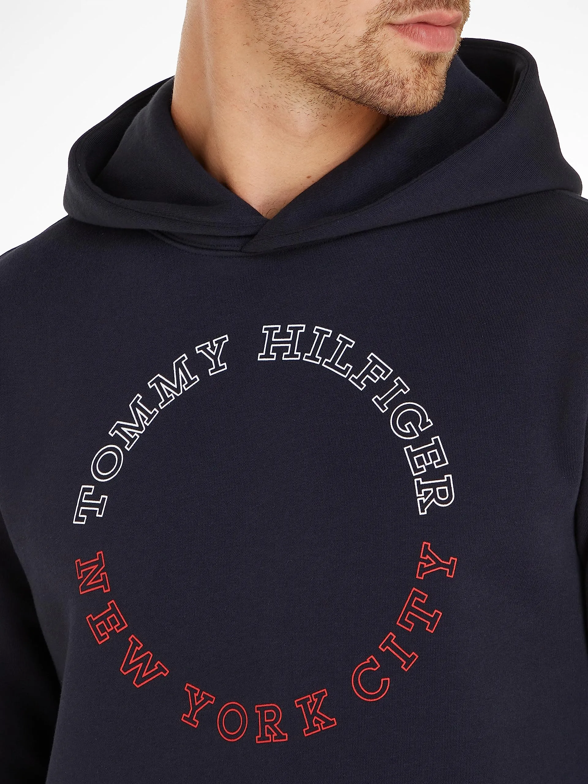 Tommy Hilfiger Felpa Uomo con Cappuccio, Blu Desert Sky, L - immagine 3