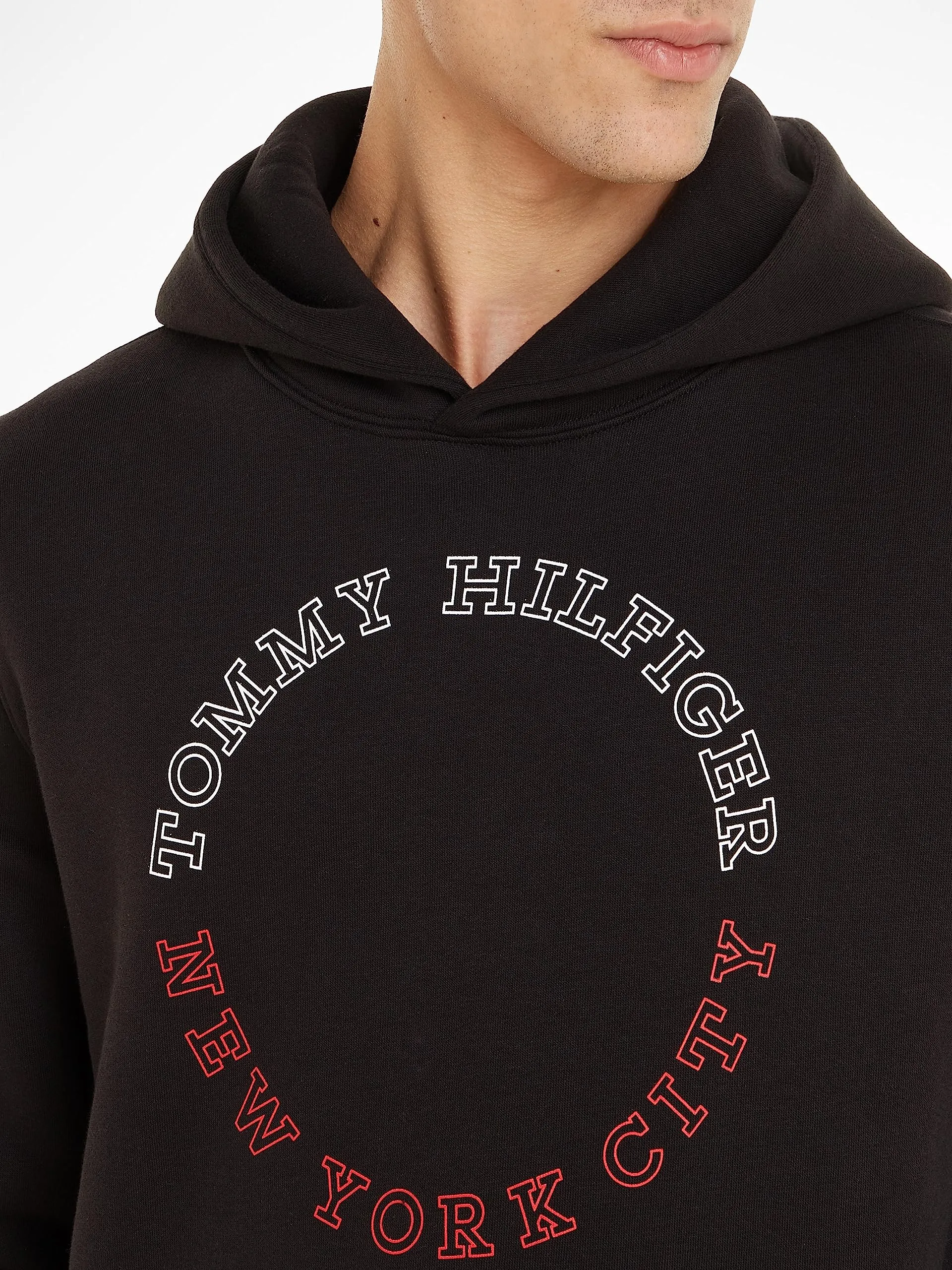 Tommy Hilfiger Felpa Uomo con Cappuccio, Nero, L - immagine 3