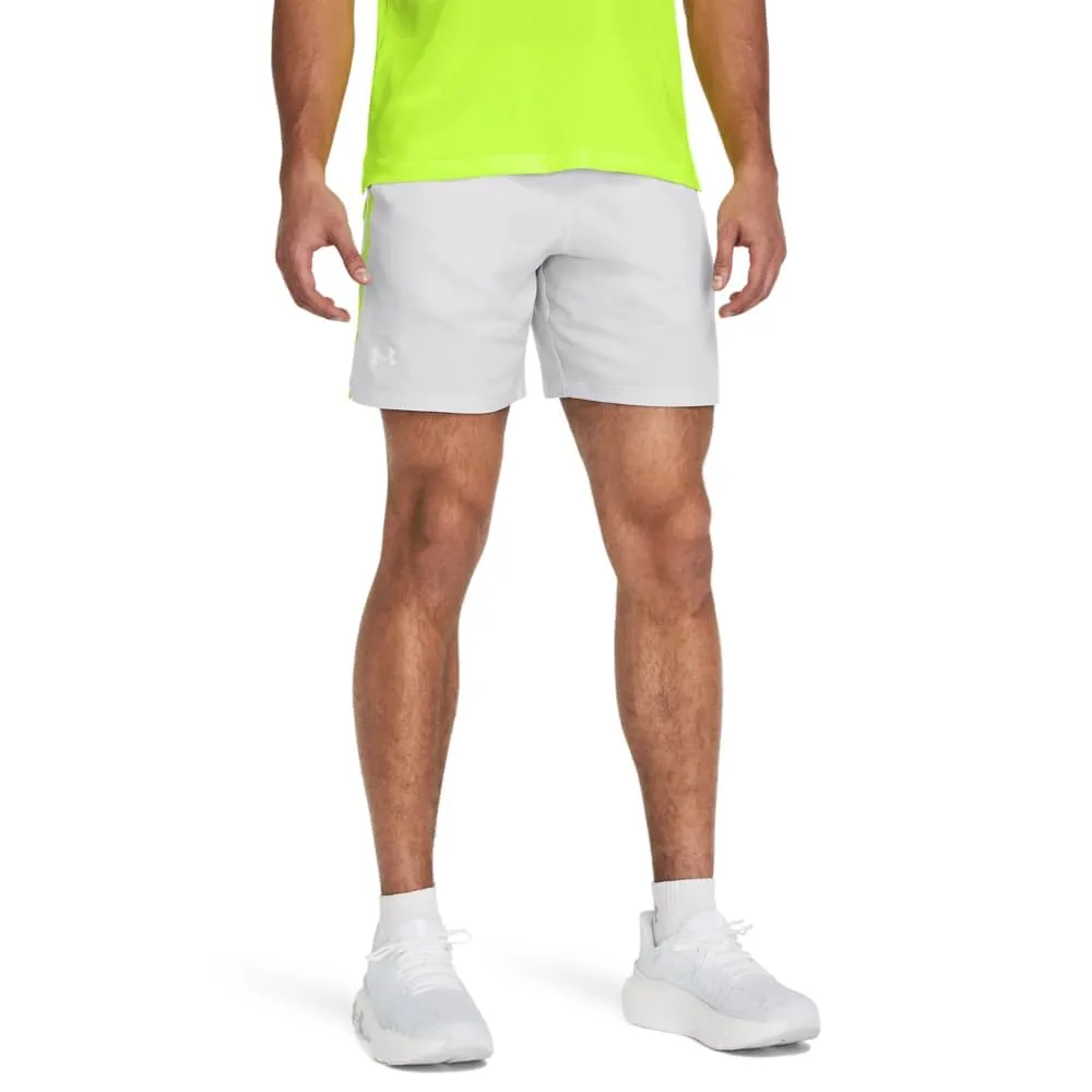 Under Armour Launch 7" Men's Running Shorts, Halo Grey 014/High Vis Yellow 731 - immagine 1