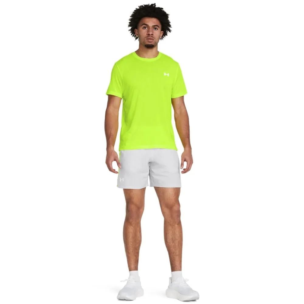 Under Armour Launch 7" Men's Running Shorts, Halo Grey 014/High Vis Yellow 731 - immagine 3