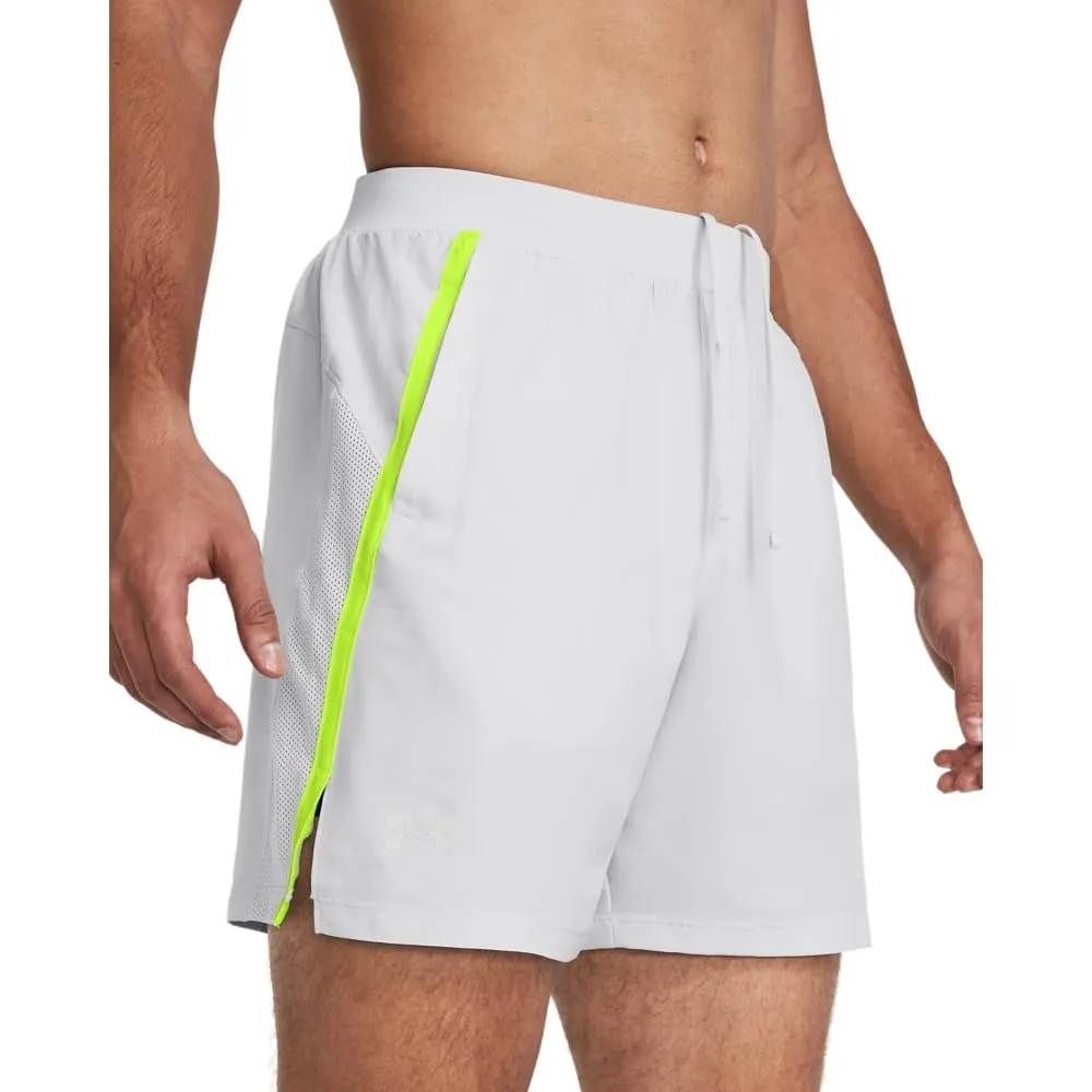 Under Armour Launch 7" Men's Running Shorts, Halo Grey 014/High Vis Yellow 731 - immagine 4