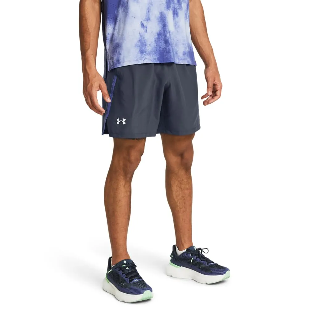 Under Armour Launch Run 2-in-1 Shorts, 17.8 cm, Grigio acquazzone/Luce stellare/Riflettente, S Uomo - immagine 1