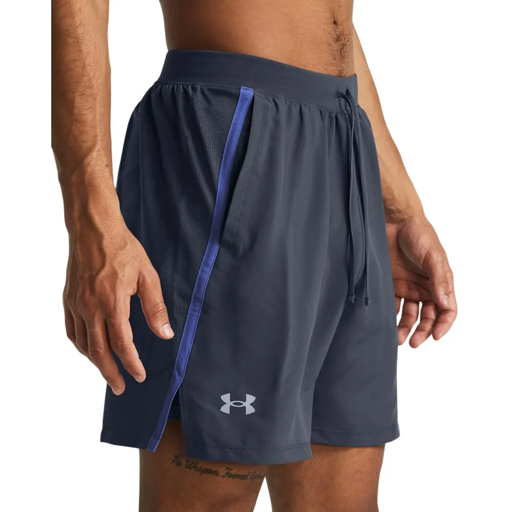 Under Armour Launch Run 2-in-1 Shorts, 17.8 cm, Grigio acquazzone/Luce stellare/Riflettente, S Uomo - immagine 4