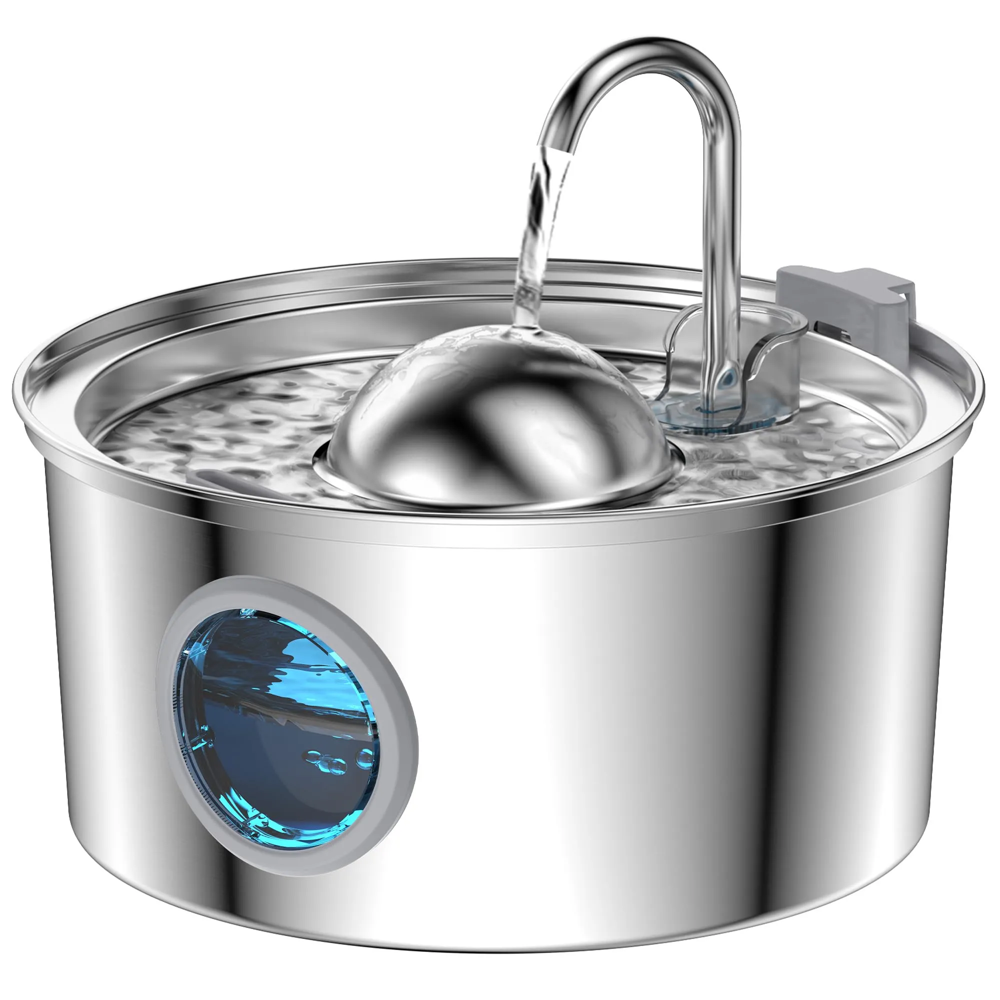 AONBOY Fontanella per Gatti in Acciaio Inox 3.2L con Finestra Trasparente e Filtrazione Multipla, S3-SC - immagine 1
