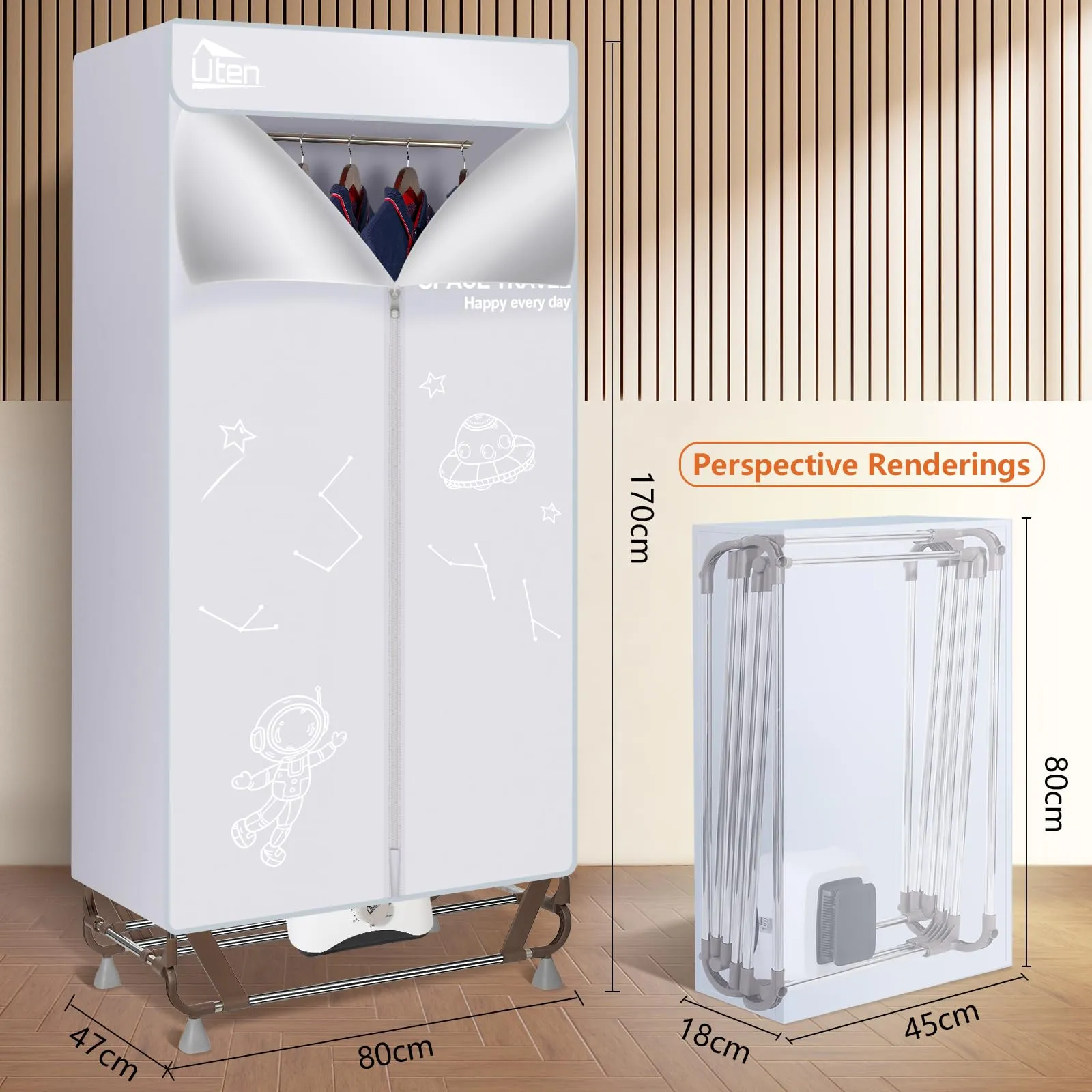 Uten Asciugatrice Elettrica Pieghevole Portatile 1500W 1.7m E2012 - immagine 2