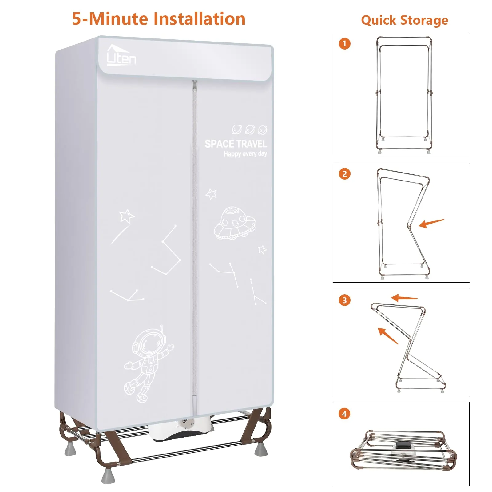 Uten Asciugatrice Pieghevole Portatile 1500W E2003 - immagine 5