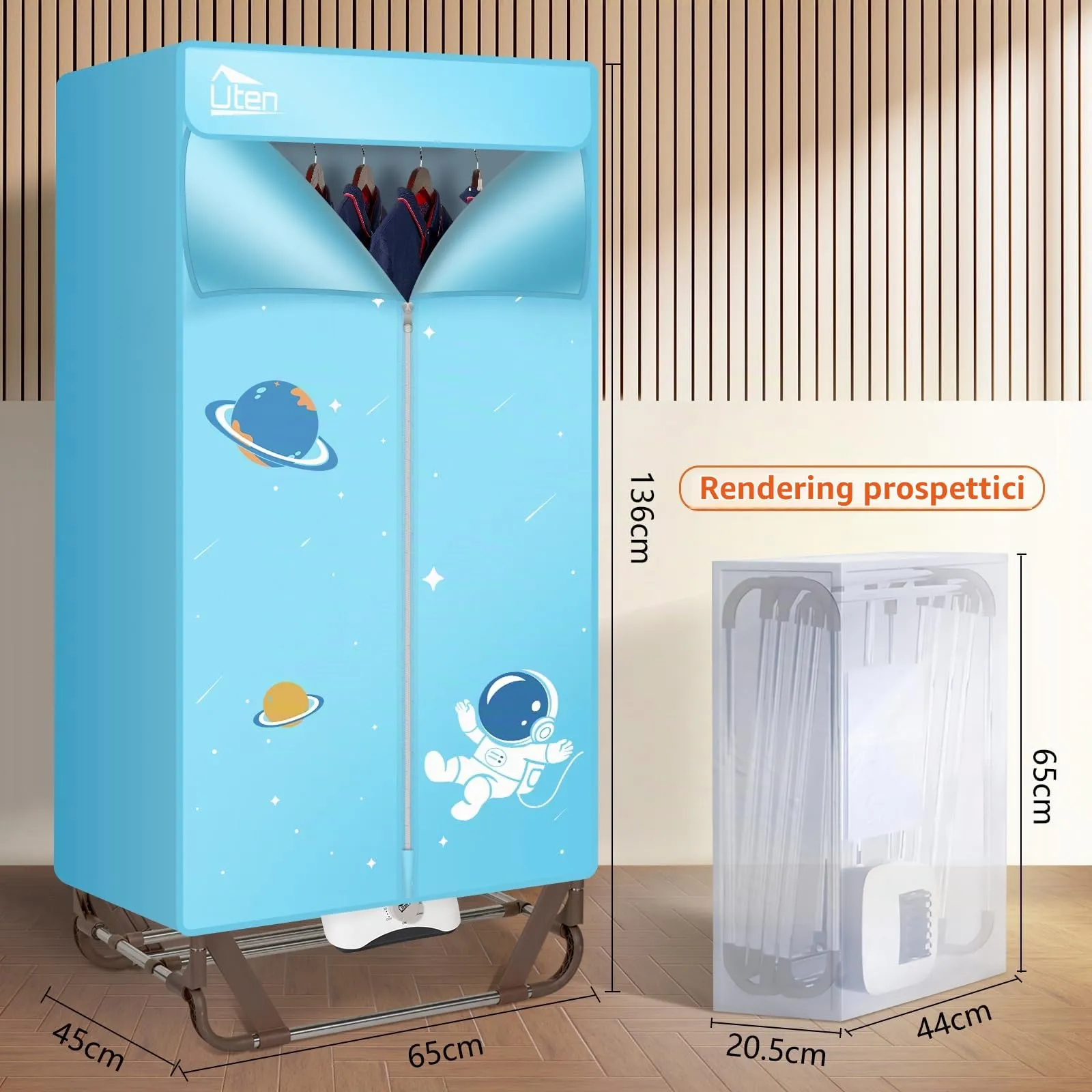 Uten Asciugatrice Pieghevole 140cm, 1500W Portatile, Capacità 15kg - immagine 2