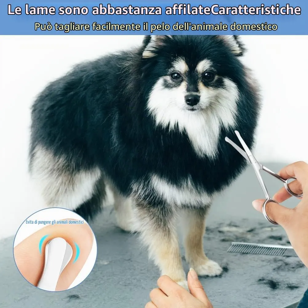 Adiwo Forbici per Animali in Acciaio Inossidabile, 10,5 cm, Punta Arrotondata per Toelettatura - immagine 4