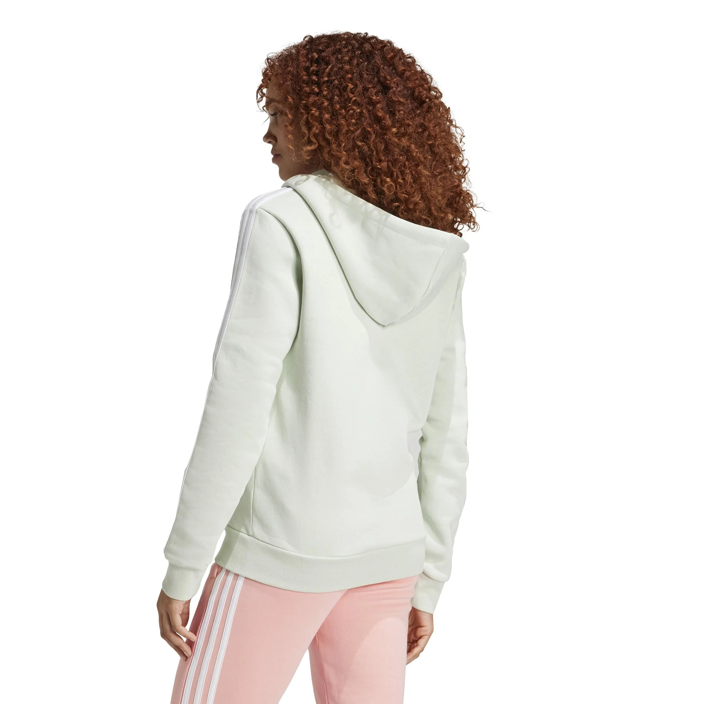 adidas Women's Essentials 3-Stripes Full-Zip Fleece Hoodie - Linen Green, XS - immagine 2
