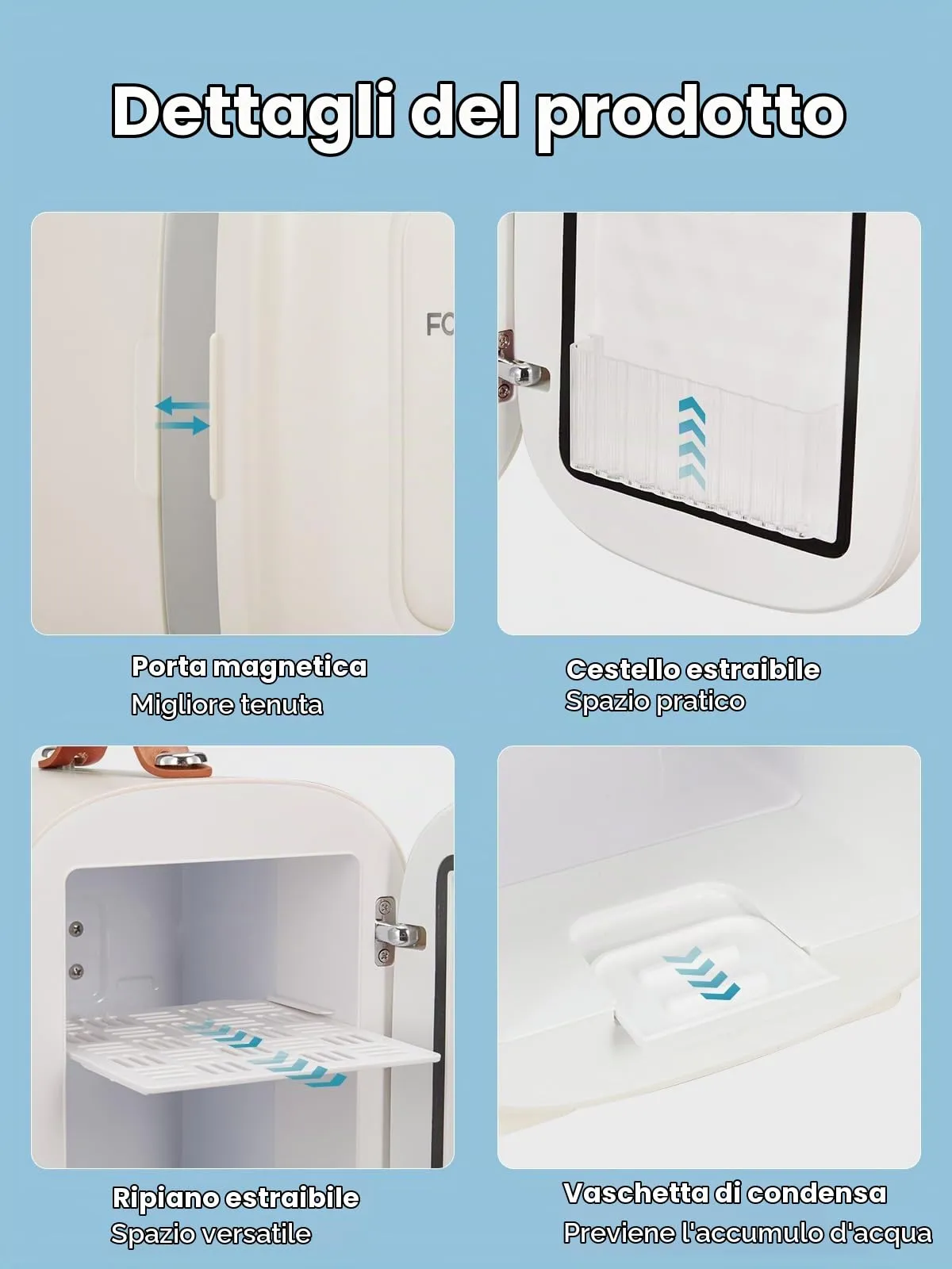 FOHERE Mini Frigo 5L, Refrigeratore e Scaldavivande Termoelettrico, Portatile 220V CA/12V CC - immagine 6