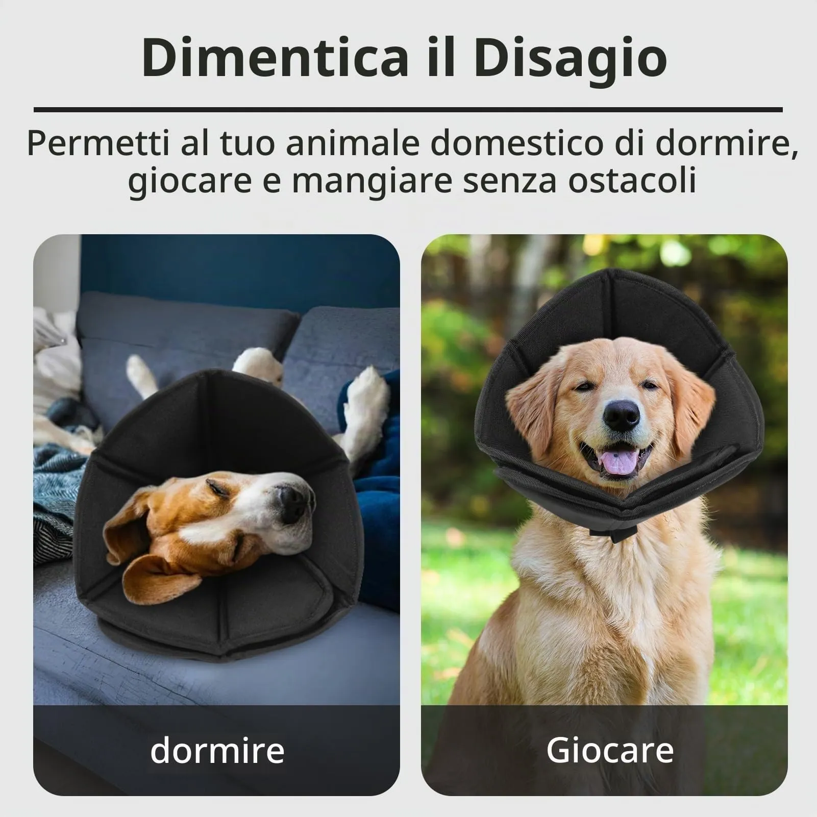 PUZAUKAL Collare Elisabettiano Morbido per Cani, Nero, XL - immagine 6
