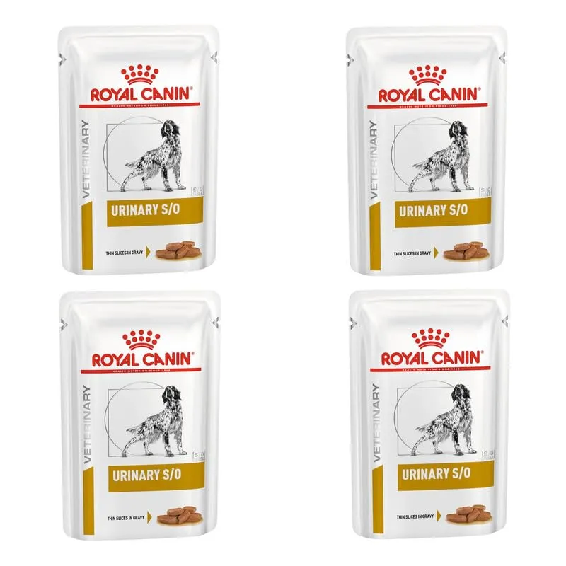 Royal Canin Veterinary Urinary s/o per cani, Pezzi fini in salsa, 4 x 12 x 100 g - immagine 1