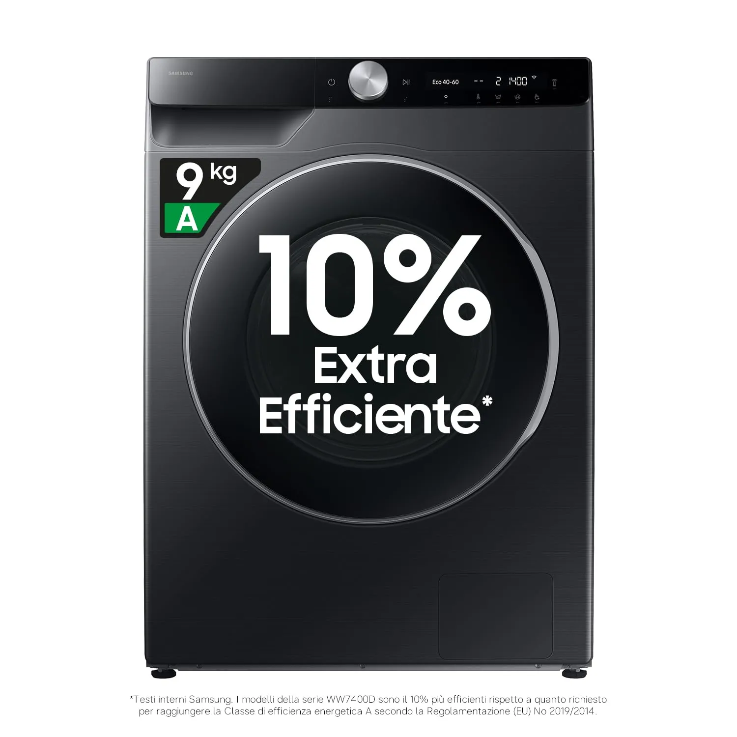 Samsung Lavatrice AI Control WW90DG6U85LB/U3, 9 Kg, 1400 RPM, Wifi, Ecodosatore, Vapore, Carica Frontale, Nero - immagine 1