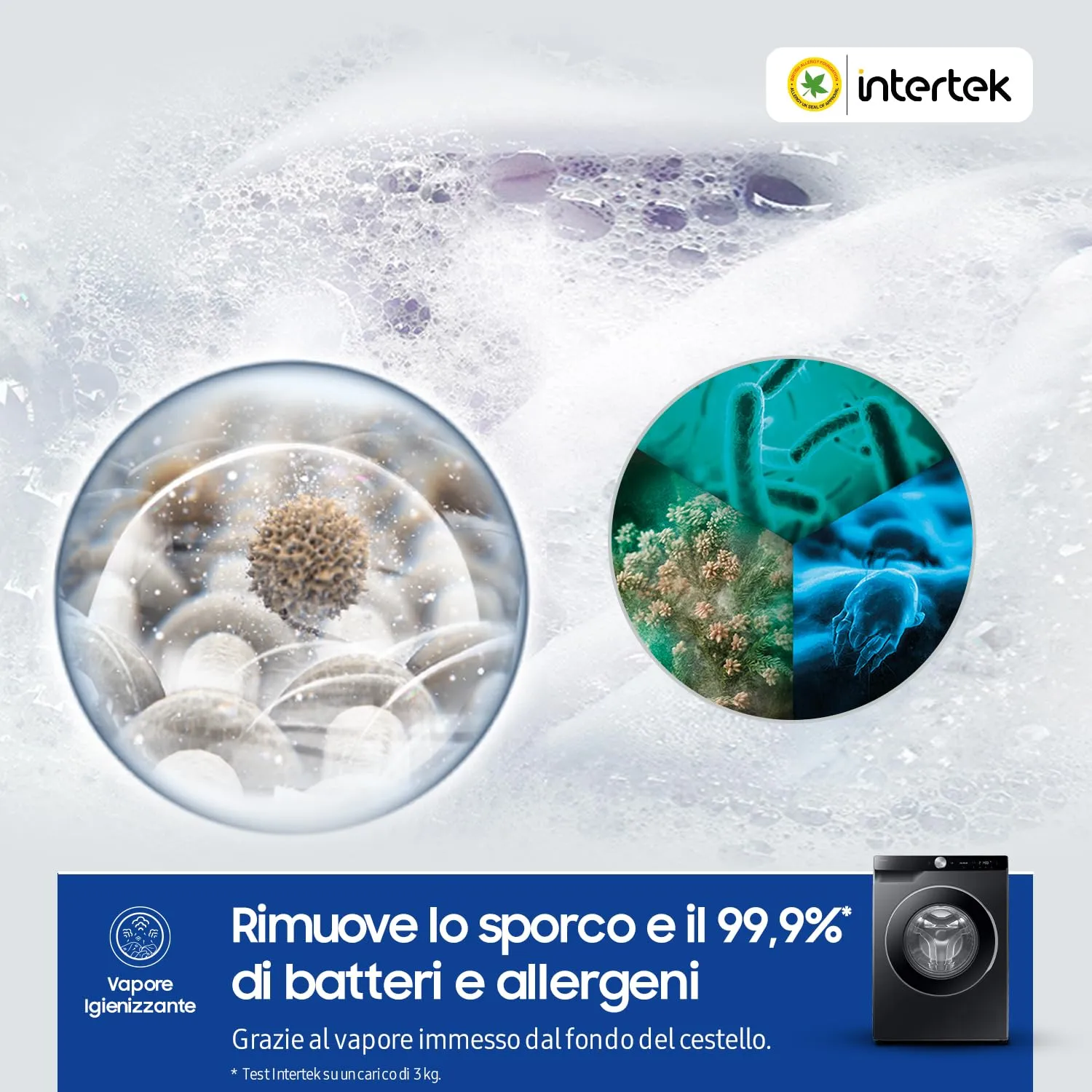 Samsung Lavatrice AI Control WW90DG6U85LB/U3, 9 Kg, 1400 RPM, Wifi, Ecodosatore, Vapore, Carica Frontale, Nero - immagine 4