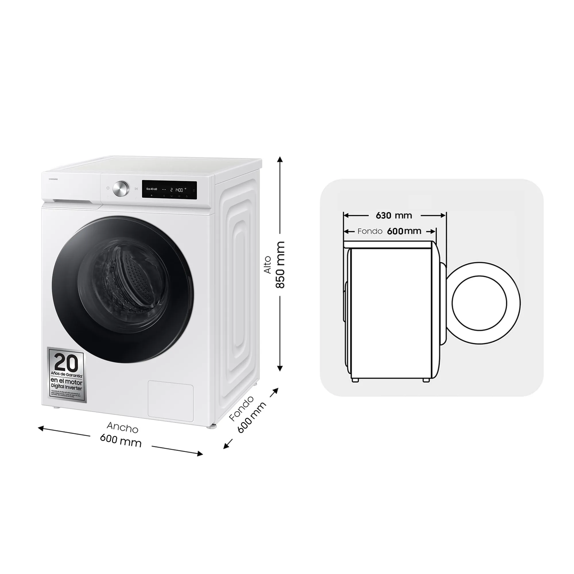 Samsung WW11DB7B34GWU3 Lavatrice AI EcoBubble 11 kg Classe A-20% Bianco - immagine 4