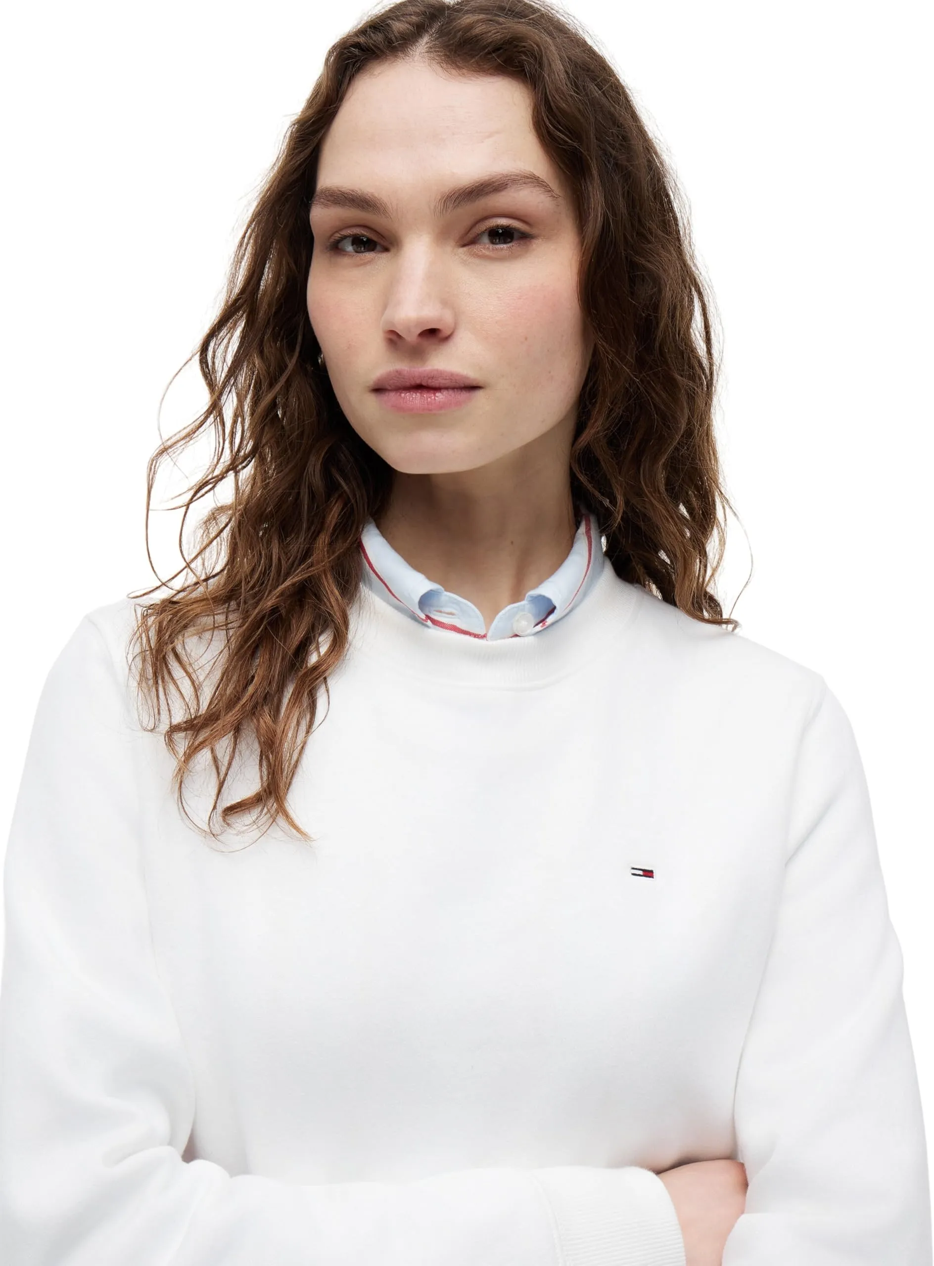 Tommy Jeans Tjw Reg S Flag Crew DW0DW19959 Pullover Sweatshirt Women White XS - immagine 3