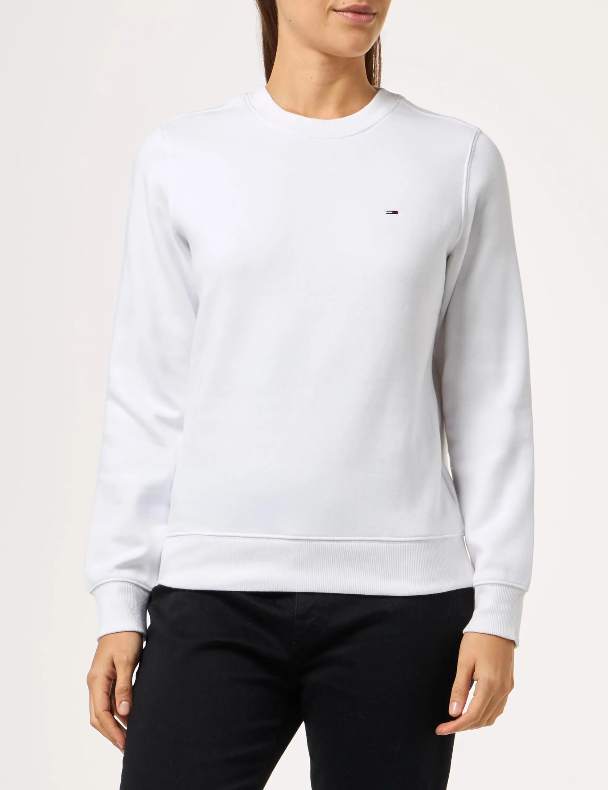 Tommy Jeans Tjw Reg S Flag Crew DW0DW19959 Pullover Sweatshirt Women White XS - immagine 4