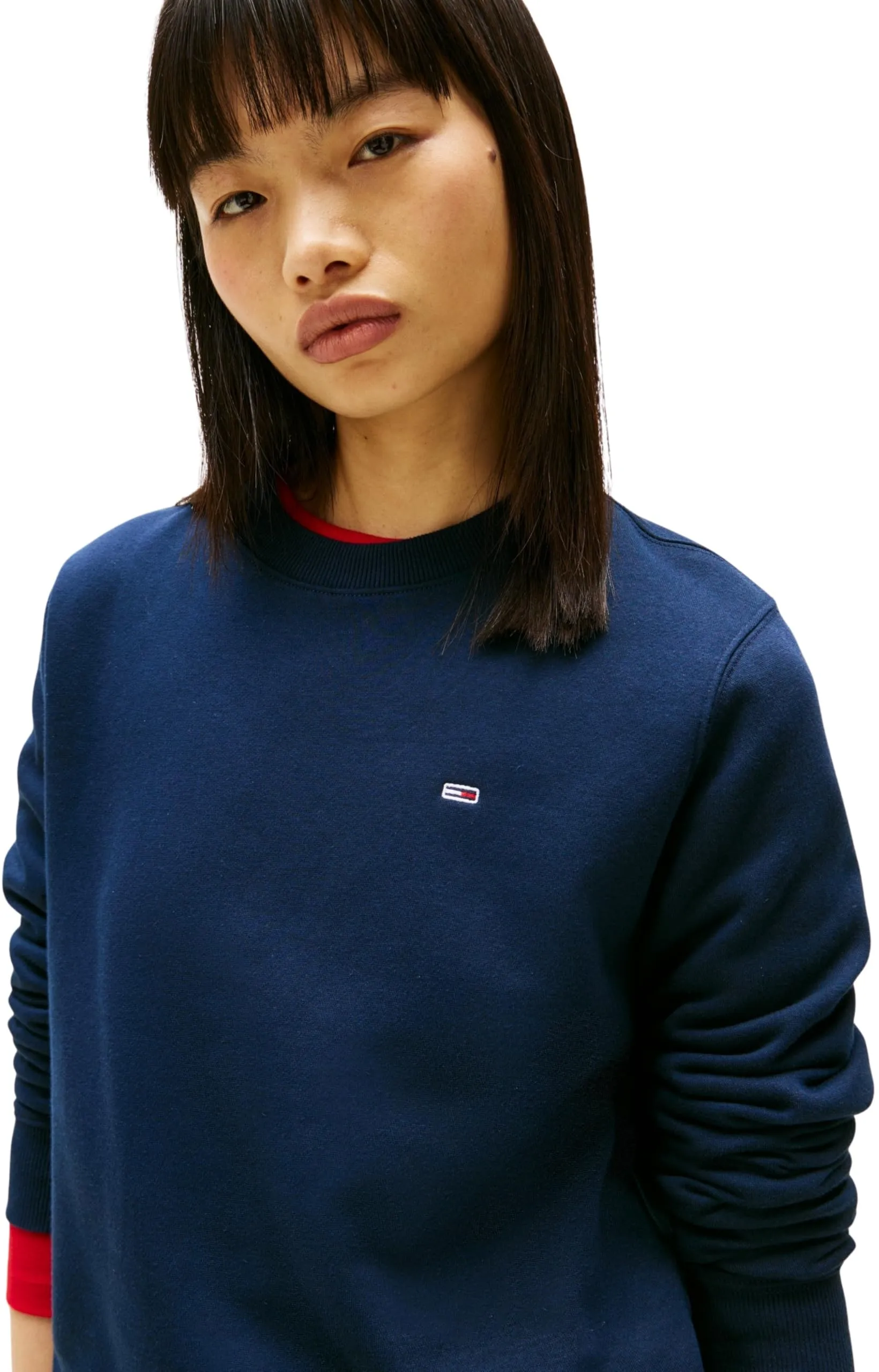 Tommy Jeans Tjw Reg S Flag Crew DW0DW19959 Felpa Pullover Donna Blu Dark Night Navy M - immagine 3